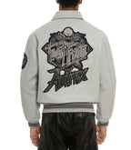 Men Hip Hop Sheep skin Varsity Jacket Embroidered Diamond Classic Casual - StepByStep