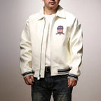Men Hip Hop Sheep skin Varsity Jacket Embroidered Diamond Classic Casual - StepByStep
