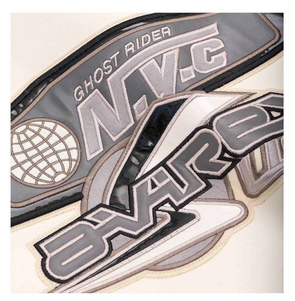 Men Hip Hop Sheep skin Varsity Jacket Embroidered Diamond Classic Casual - StepByStep