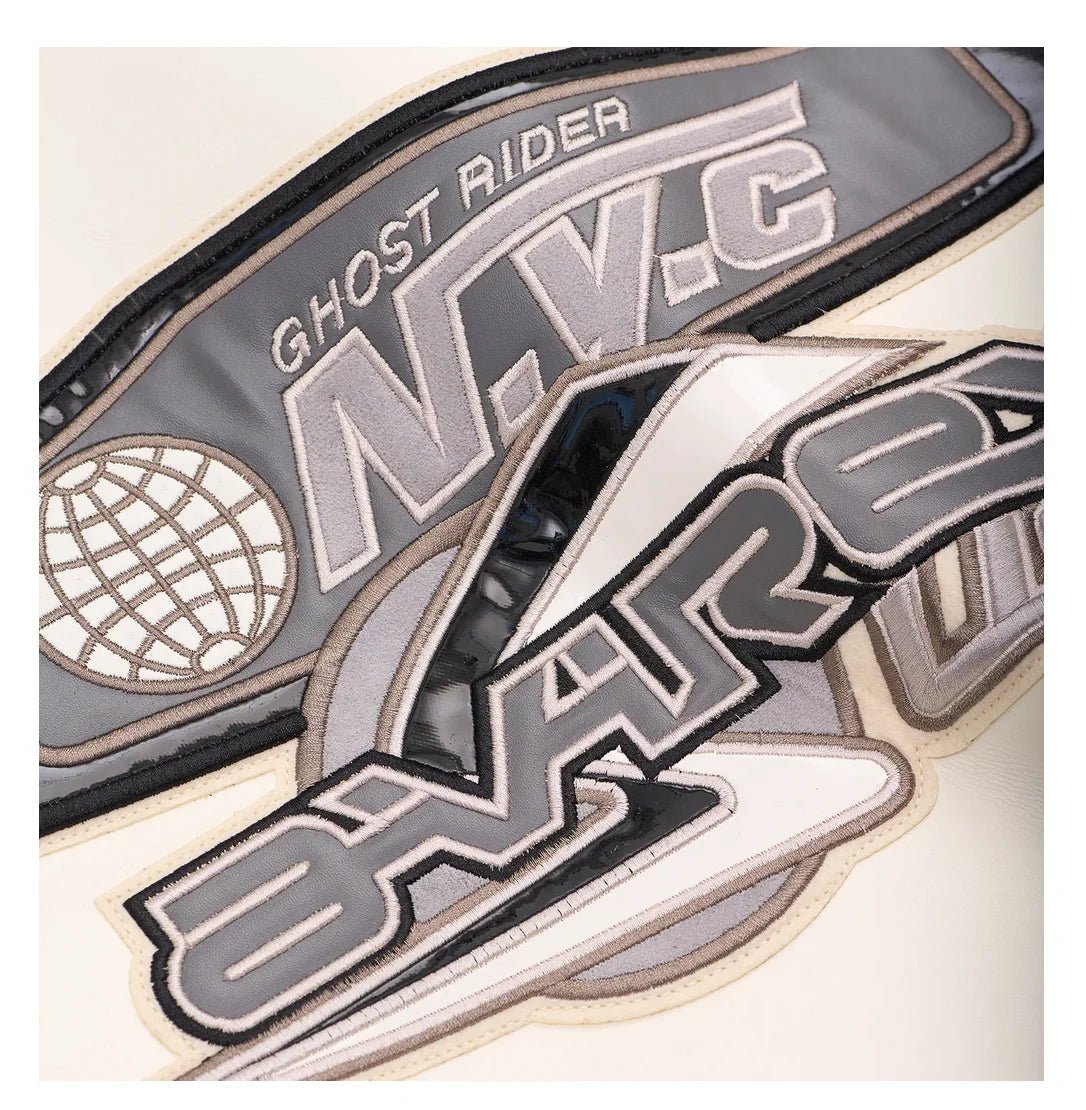 Men Hip Hop Sheep skin Varsity Jacket Embroidered Diamond Classic Casual - StepByStep