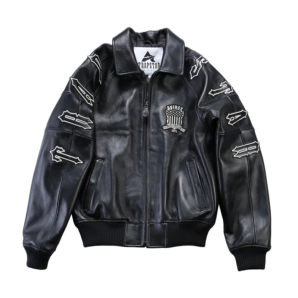 Men Hip Hop Sheep skin Varsity Jacket Embroidered Diamond Classic Casual - StepByStep