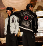 Men Hip Hop Sheep skin Varsity Jacket Embroidered Diamond Classic Casual - StepByStep