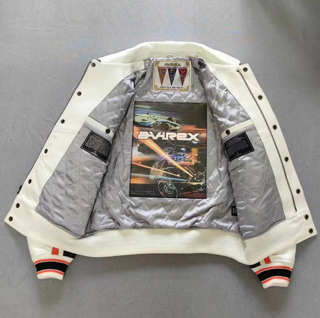 Men Hip Hop Sheep skin Varsity Jacket Embroidered Diamond Classic Casual - StepByStep