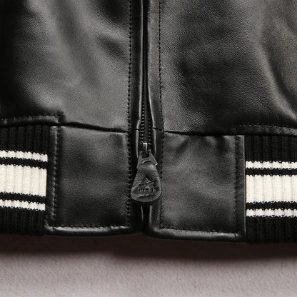 Men Hip Hop Sheep skin Varsity Jacket Embroidered Diamond Classic Casual - StepByStep