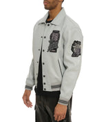 Men Hip Hop Sheep skin Varsity Jacket Embroidered Diamond Classic Casual - StepByStep