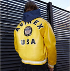 Men Hip Hop Sheep skin Varsity Jacket Embroidered Diamond Classic Casual - StepByStep