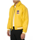 Men Hip Hop Sheep skin Varsity Jacket Embroidered Diamond Classic Casual - StepByStep