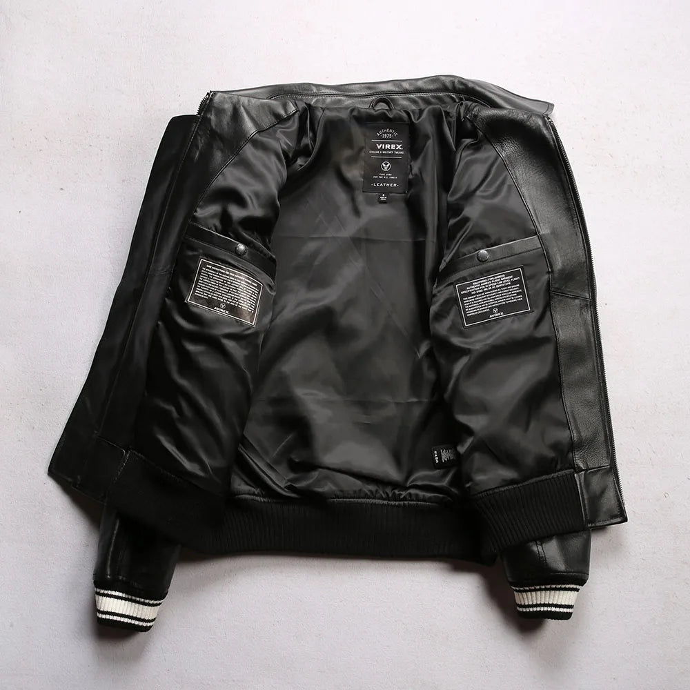 Men Hip Hop Sheep skin Varsity Jacket Embroidered Diamond Classic Casual - StepByStep