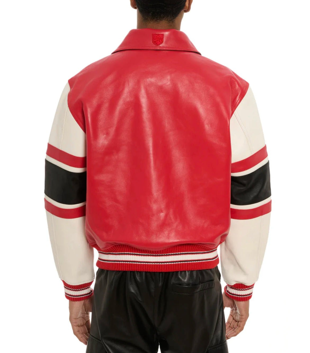 Men Hip Hop Sheep skin Varsity Jacket Embroidered Diamond Classic Casual - StepByStep