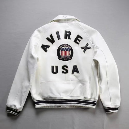 Men Hip Hop Sheep skin Varsity Jacket Embroidered Diamond Classic Casual - StepByStep