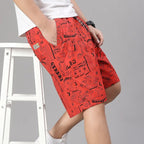 Mens 100% Cotton Shorts Elastic Waist Casual Shorts Printed Beach Shorts Relaxed Fit Running Shorts Cotton Sweat Shorts - StepByStepNow