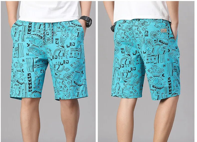 Mens 100% Cotton Shorts Elastic Waist Casual Shorts Printed Beach Shorts Relaxed Fit Running Shorts Cotton Sweat Shorts - StepByStepNow