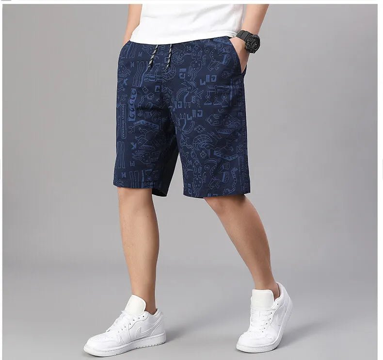 Mens 100% Cotton Shorts Elastic Waist Casual Shorts Printed Beach Shorts Relaxed Fit Running Shorts Cotton Sweat Shorts - StepByStepNow