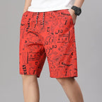 Mens 100% Cotton Shorts Elastic Waist Casual Shorts Printed Beach Shorts Relaxed Fit Running Shorts Cotton Sweat Shorts - StepByStepNow