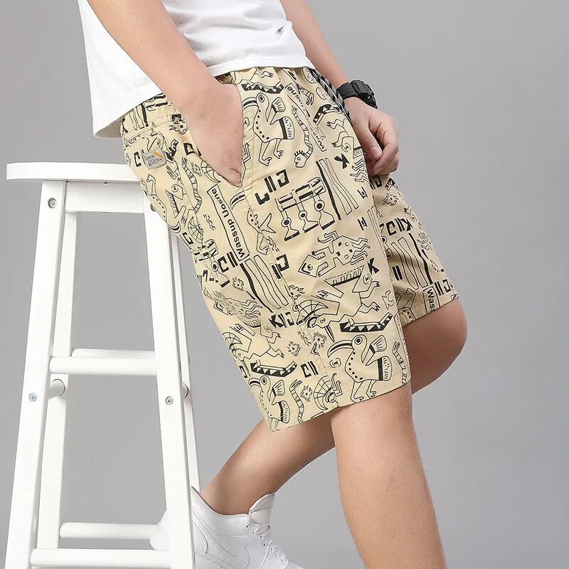 Mens 100% Cotton Shorts Elastic Waist Casual Shorts Printed Beach Shorts Relaxed Fit Running Shorts Cotton Sweat Shorts - StepByStepNow