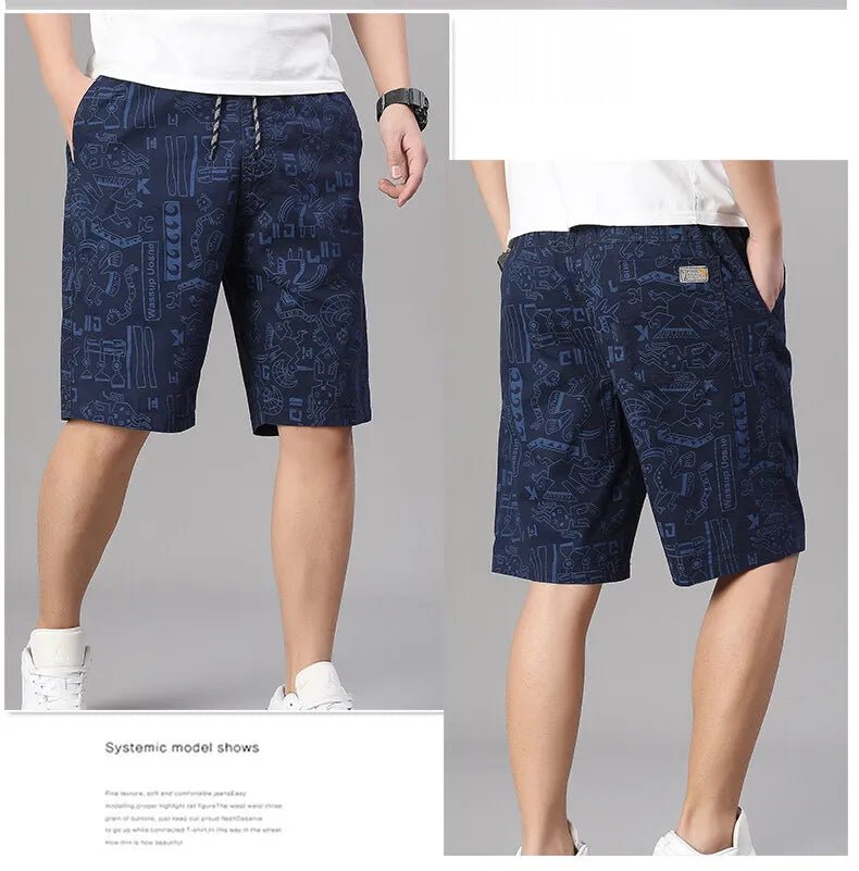 Mens 100% Cotton Shorts Elastic Waist Casual Shorts Printed Beach Shorts Relaxed Fit Running Shorts Cotton Sweat Shorts - StepByStepNow