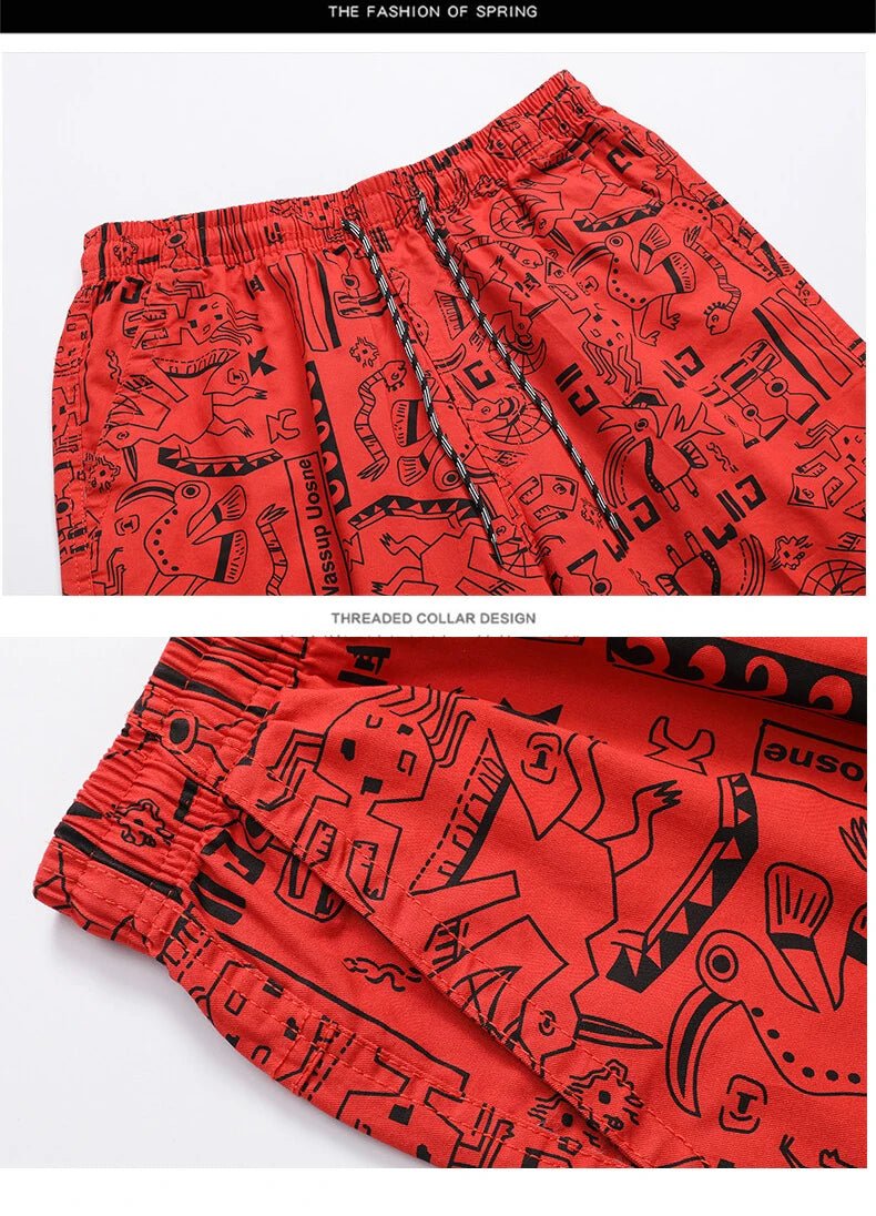 Mens 100% Cotton Shorts Elastic Waist Casual Shorts Printed Beach Shorts Relaxed Fit Running Shorts Cotton Sweat Shorts - StepByStepNow