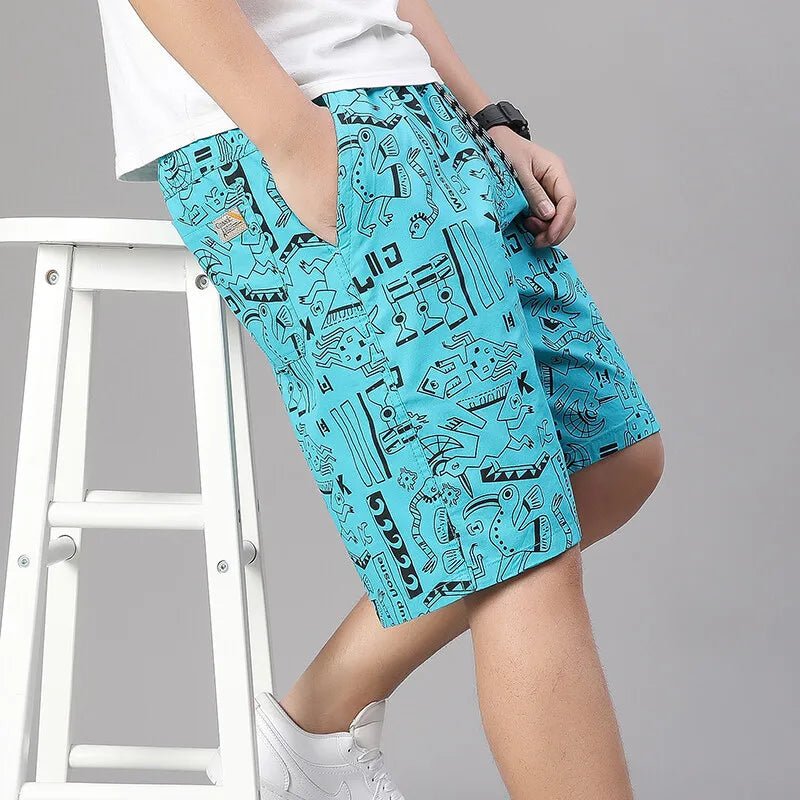 Mens 100% Cotton Shorts Elastic Waist Casual Shorts Printed Beach Shorts Relaxed Fit Running Shorts Cotton Sweat Shorts - StepByStepNow