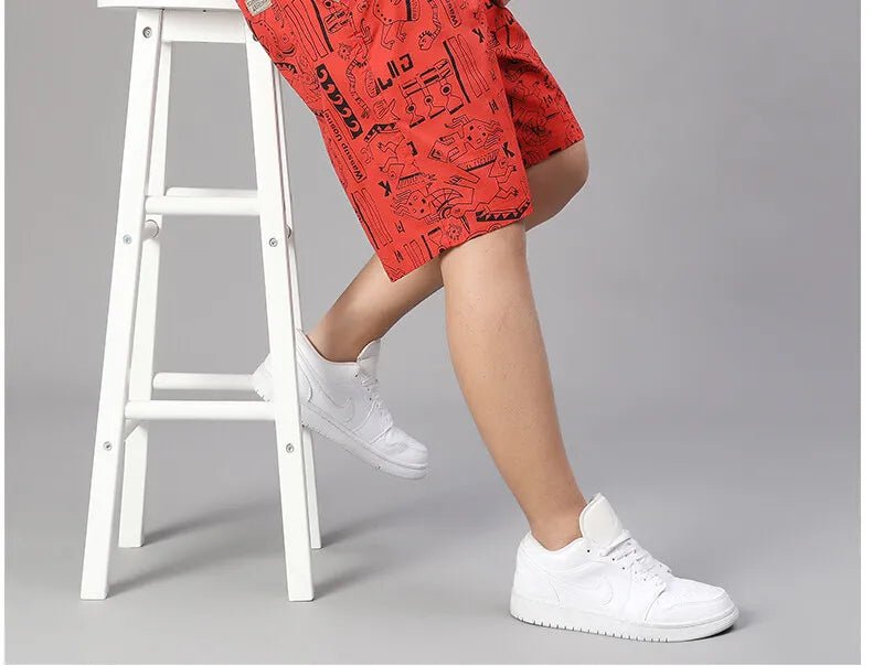 Mens 100% Cotton Shorts Elastic Waist Casual Shorts Printed Beach Shorts Relaxed Fit Running Shorts Cotton Sweat Shorts - StepByStepNow