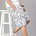 Mens 100% Cotton Shorts Elastic Waist Casual Shorts Printed Beach Shorts Relaxed Fit Running Shorts Cotton Sweat Shorts - StepByStepNow