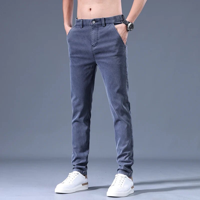 Men's 2026 Spring/Summer Business Pants - Slim Fit Elastic Cotton Casual Trousers - StepByStepNow