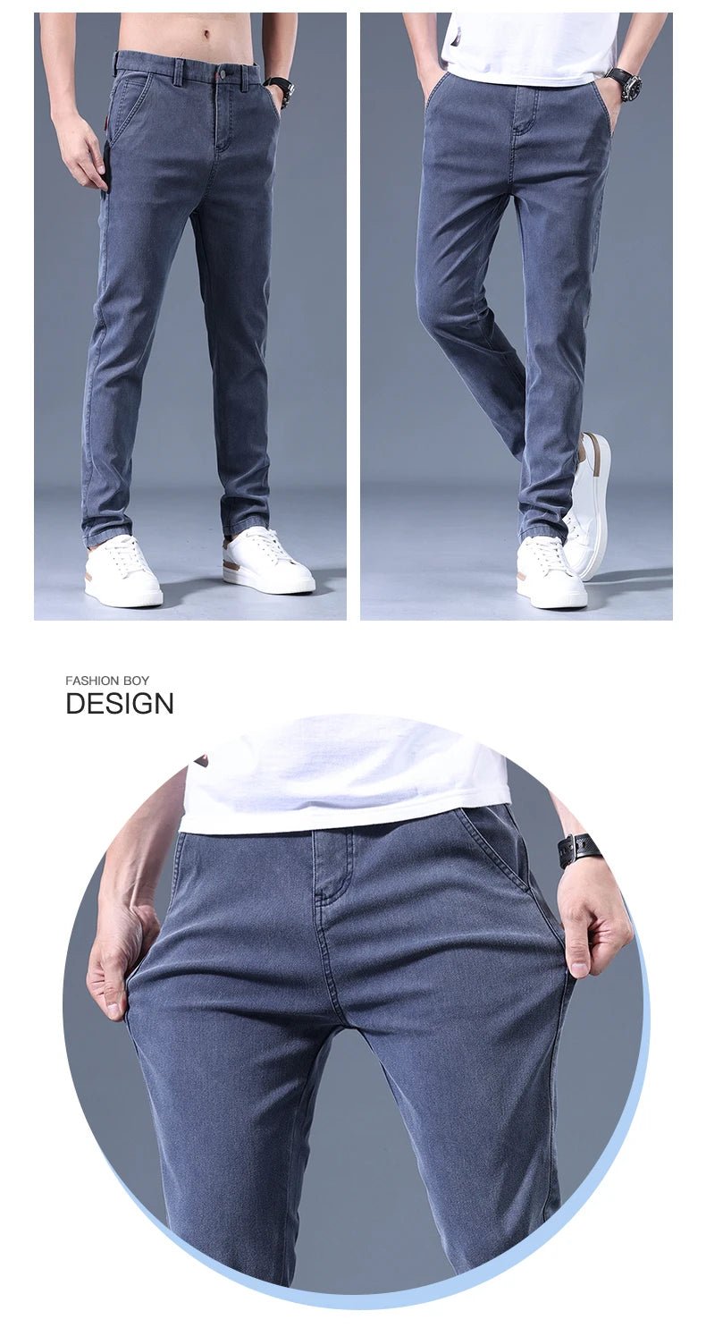Men's 2026 Spring/Summer Business Pants - Slim Fit Elastic Cotton Casual Trousers - StepByStepNow