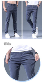 Men's 2026 Spring/Summer Business Pants - Slim Fit Elastic Cotton Casual Trousers - StepByStepNow