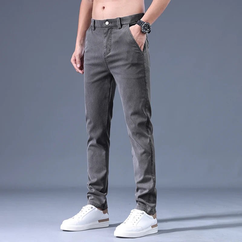 Men's 2026 Spring/Summer Business Pants - Slim Fit Elastic Cotton Casual Trousers - StepByStepNow