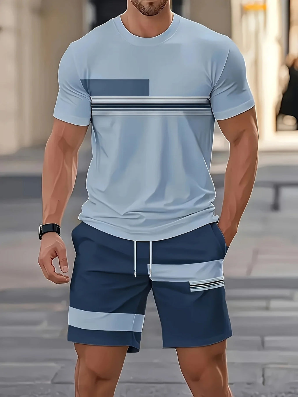Men's 3D Printed Short - Sleeve Suit - Breathable Outdoor Streetwear Casual Set | StepbyStepNow - StepByStepNow