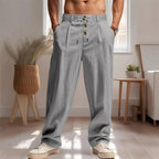 Men's Breathable Cotton - Linen Trousers - Loose Straight Leg Beach &amp; Street Pants | StepbyStepNow - StepByStepNow