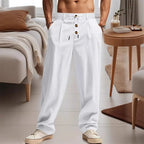 Men's Breathable Cotton - Linen Trousers - Loose Straight Leg Beach &amp; Street Pants | StepbyStepNow - StepByStepNow