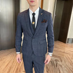 Men's British - Korean Plaid 3 - Piece Suit - Slim Fit Business Set - StepByStepNow