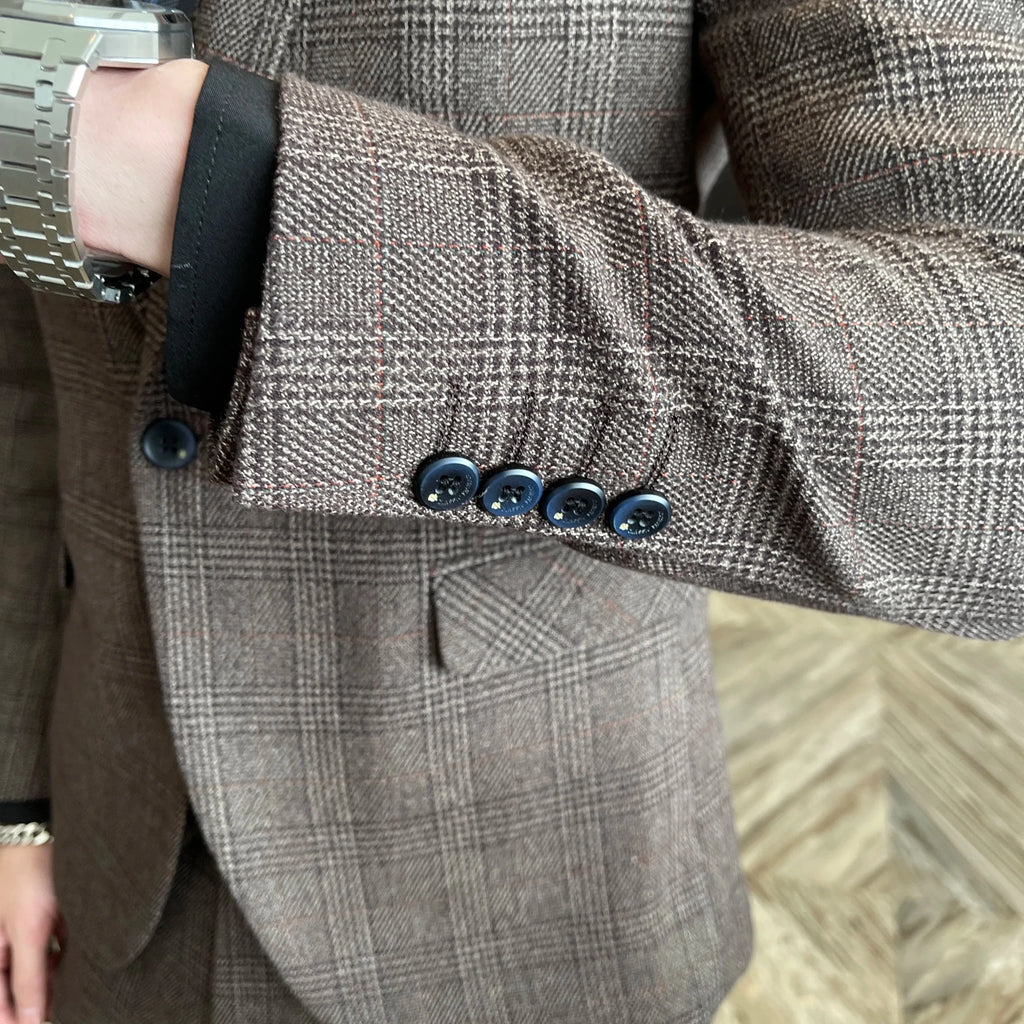 Men's British - Korean Plaid 3 - Piece Suit - Slim Fit Business Set - StepByStepNow