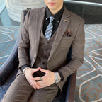 Men's British - Korean Plaid 3 - Piece Suit - Slim Fit Business Set - StepByStepNow