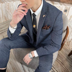 Men's British - Korean Plaid 3 - Piece Suit - Slim Fit Business Set - StepByStepNow
