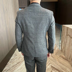 Men's British - Korean Plaid 3 - Piece Suit - Slim Fit Business Set - StepByStepNow