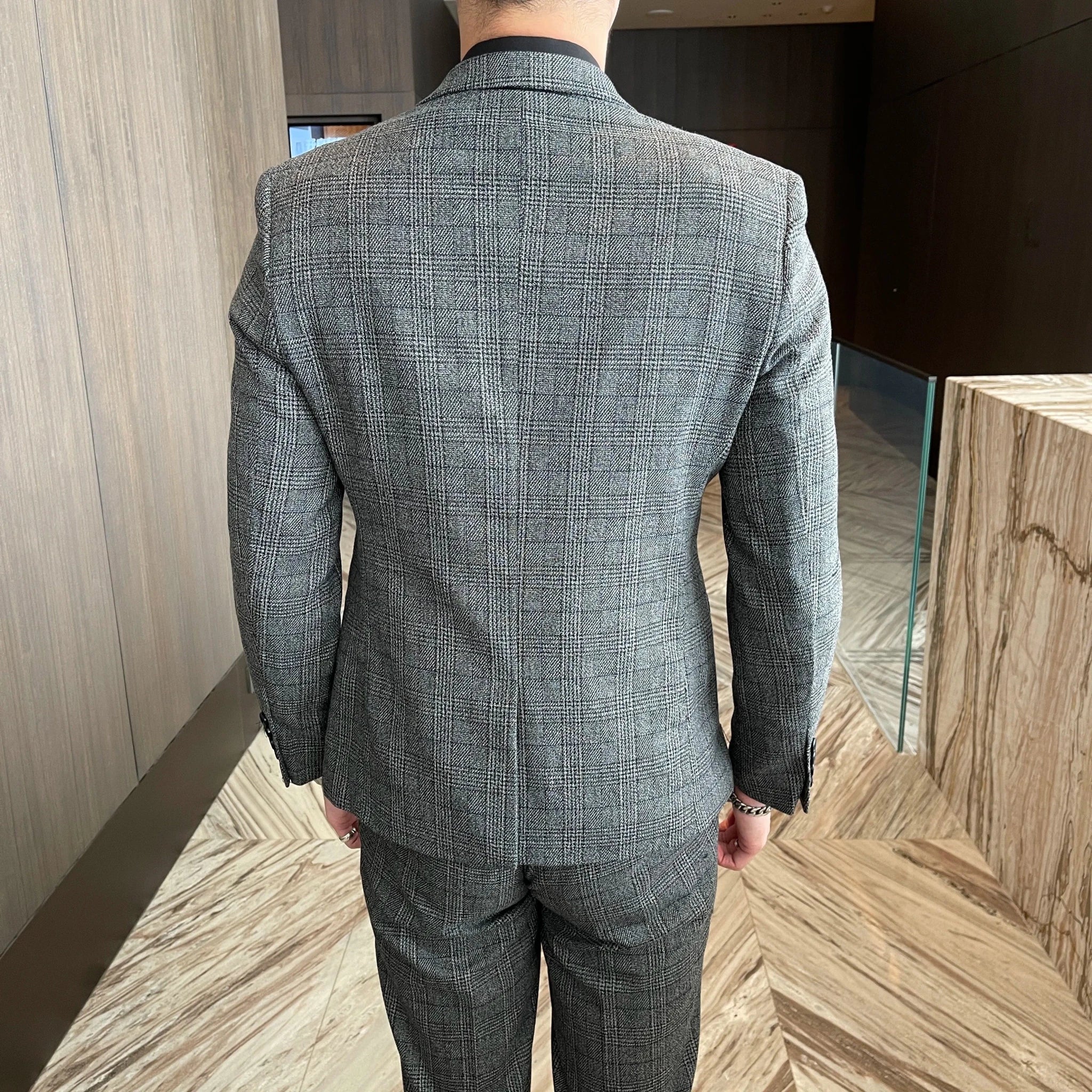 Men's British - Korean Plaid 3 - Piece Suit - Slim Fit Business Set - StepByStepNow