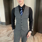 Men's British - Korean Plaid 3 - Piece Suit - Slim Fit Business Set - StepByStepNow