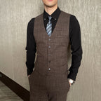 Men's British - Korean Plaid 3 - Piece Suit - Slim Fit Business Set - StepByStepNow