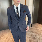 Men's British - Korean Plaid 3 - Piece Suit - Slim Fit Business Set - StepByStepNow