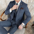 Men's British - Korean Plaid 3 - Piece Suit - Slim Fit Business Set - StepByStepNow