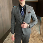Men's British - Korean Plaid 3 - Piece Suit - Slim Fit Business Set - StepByStepNow
