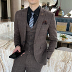 Men's British - Korean Plaid 3 - Piece Suit - Slim Fit Business Set - StepByStepNow