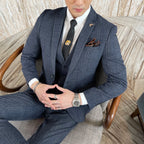Men's British - Korean Plaid 3 - Piece Suit - Slim Fit Business Set - StepByStepNow