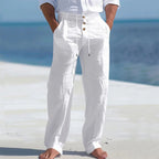 Men's Casual Cotton Straight Leg Pants - Drawstring Daily Trousers - StepByStepNow