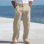 Men's Casual Cotton Straight Leg Pants - Drawstring Daily Trousers - StepByStepNow