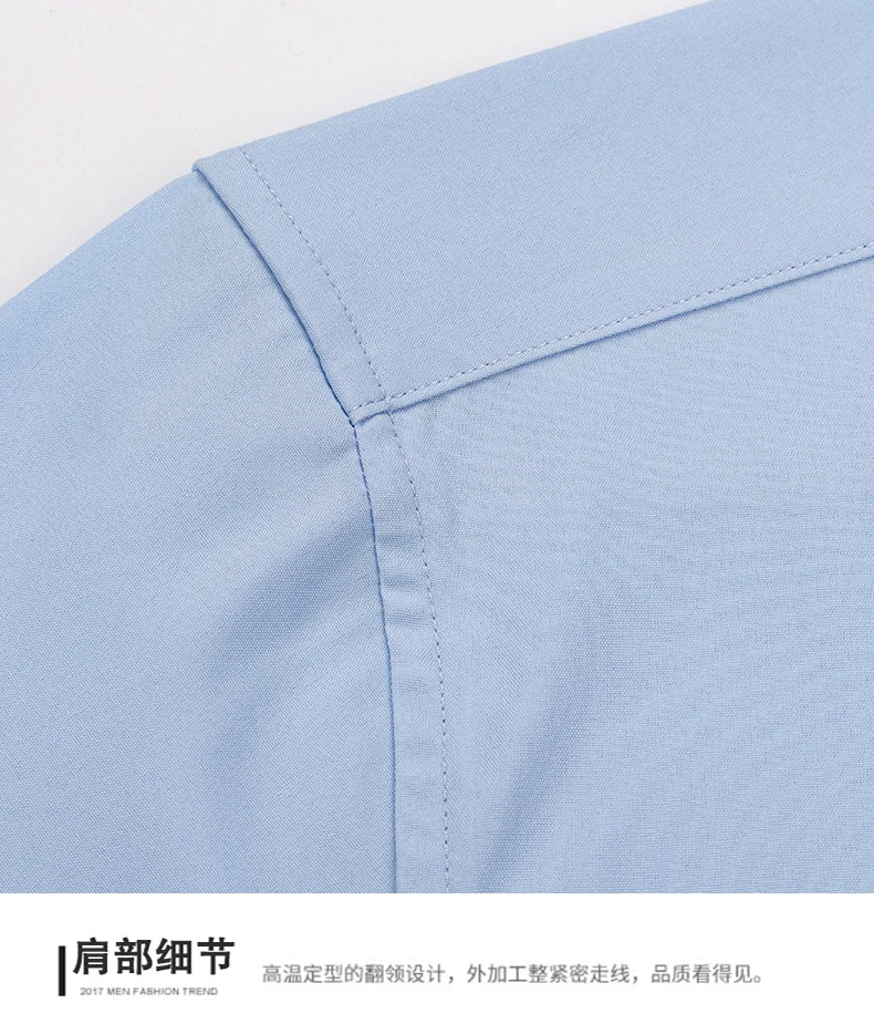 Men's Casual High Elasticity Shirt Fashionable Short Sleeved Solid Men Color Shirt Non Ironing Wrinkle Resistant Business Top - StepByStepNow