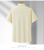 Men's Casual High Elasticity Shirt Fashionable Short Sleeved Solid Men Color Shirt Non Ironing Wrinkle Resistant Business Top - StepByStepNow