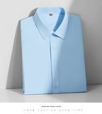Men's Casual High Elasticity Shirt Fashionable Short Sleeved Solid Men Color Shirt Non Ironing Wrinkle Resistant Business Top - StepByStepNow