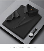 Men's Casual High Elasticity Shirt Fashionable Short Sleeved Solid Men Color Shirt Non Ironing Wrinkle Resistant Business Top - StepByStepNow